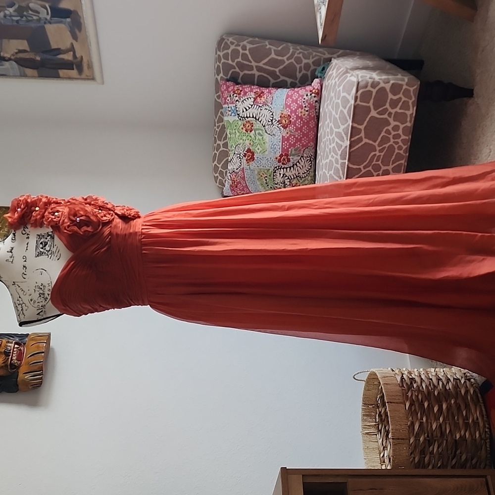 Mikael Aghal One Shoulder Red Dress